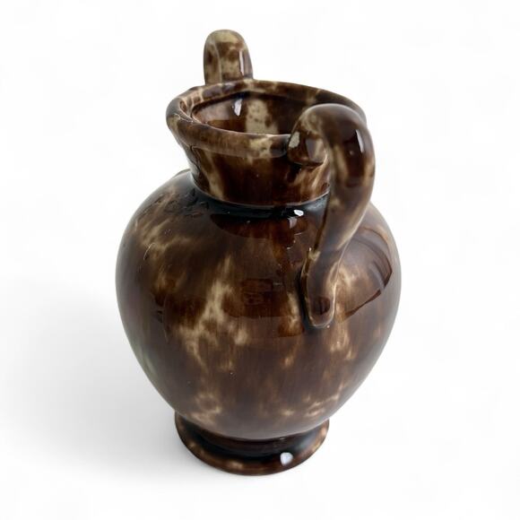 Brown Drip Glaze Ceramic Vase Art Pottery Double Handle Glossy 5 Inch Tall Vtg - Picture 5 of 15